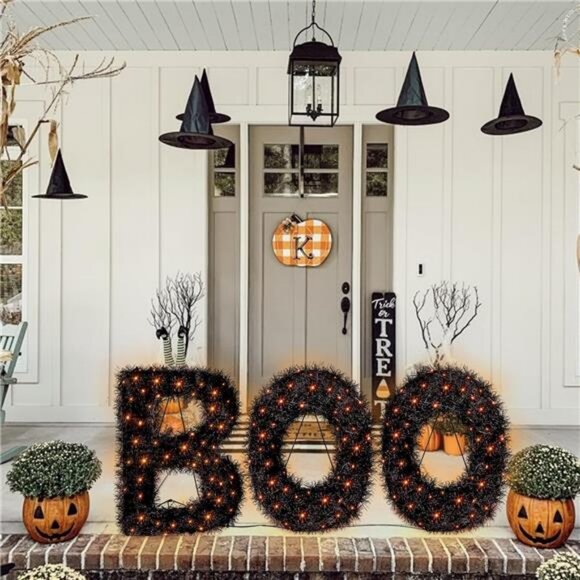 3 Piece Outdoor Boo Sign Halloween Decoration, Lighted Boo Yard Display - Picture 4 of 7